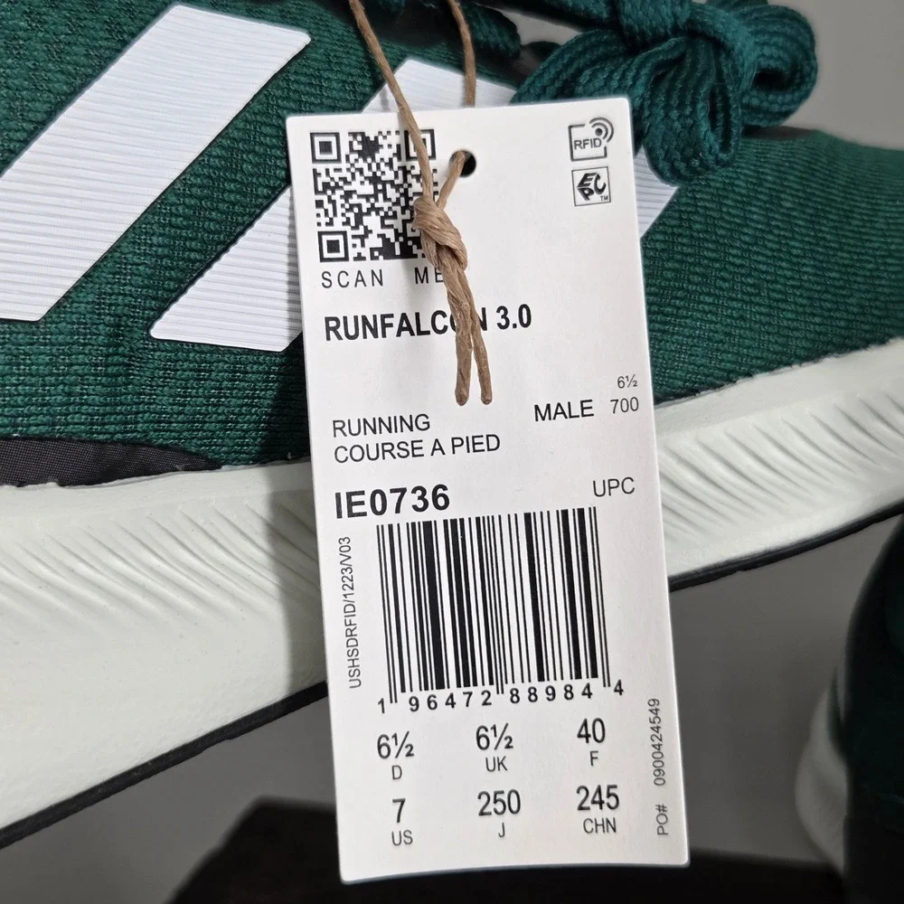 Adidas Runfalcon 3.0 Running Shoes Mens 7 Green Cloudfoam Athletic Sneakers